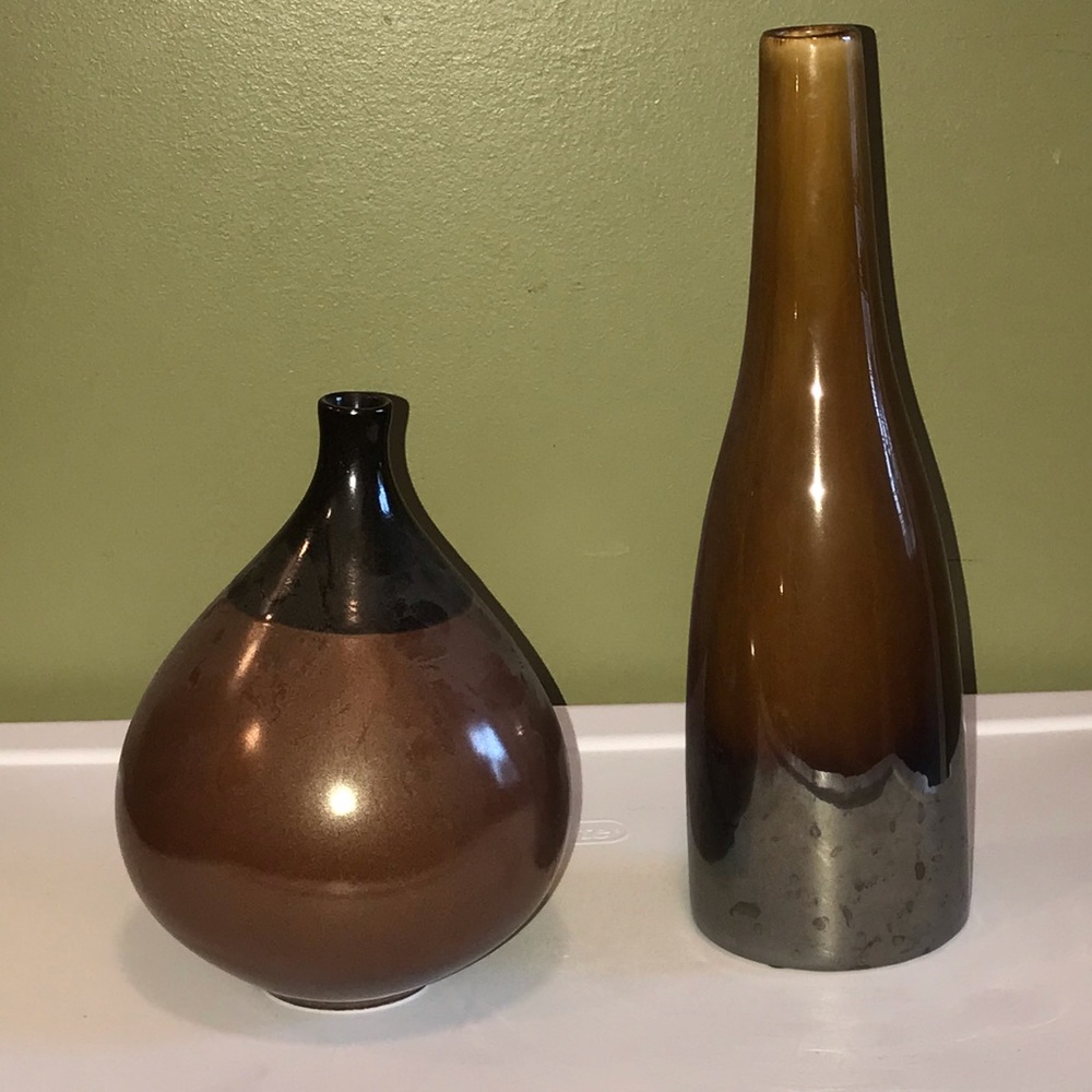 🌺Brown Glass Vases (1 - 12” H) (2 - 9”)